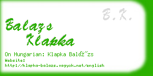 balazs klapka business card